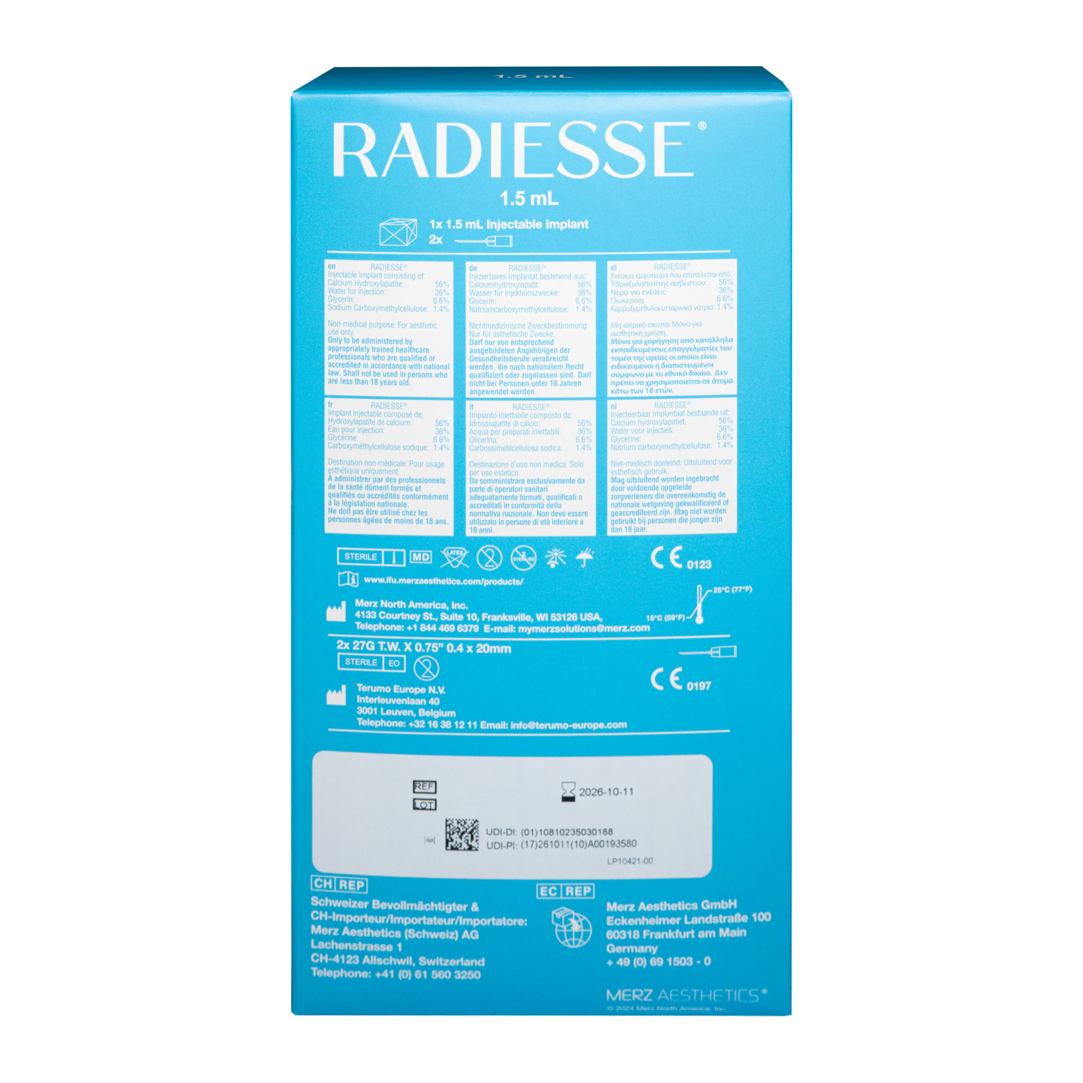 Radiesse 1,5 ml Rückseite Radiesse 1,5 ml Rückseite