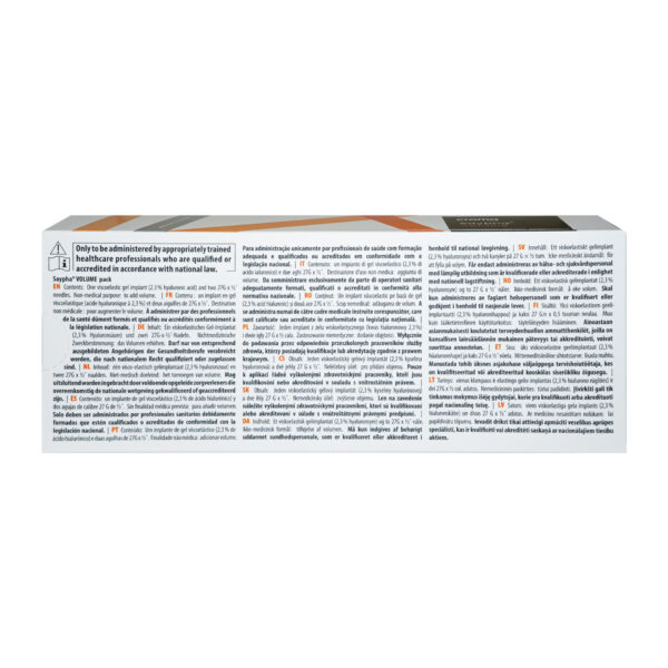 Saypha Volume aesthetic dermal filler without Lidocaine back