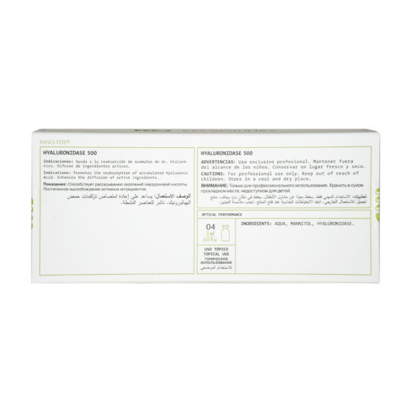 Hyaluronidase 4x500 IU Innoaesthetics 4x5ml back