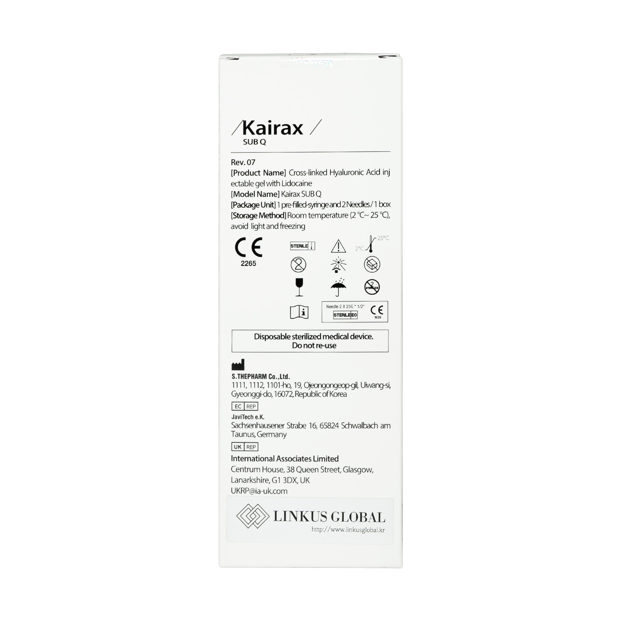 Kairax Sub Q Lidocaine (1x1ml) back