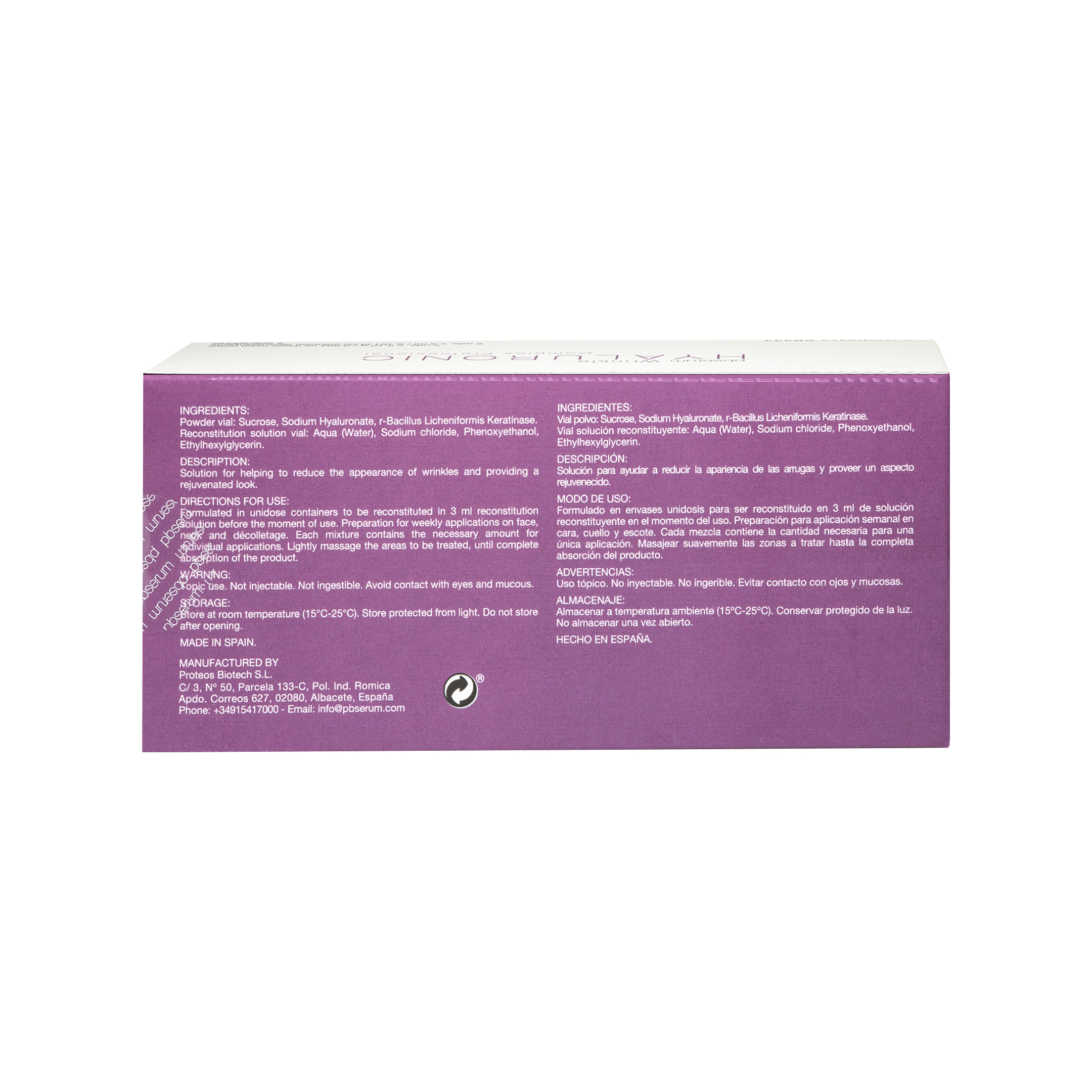 pbserum Smartker Wrinkle Hyaluronic Complex Professional back