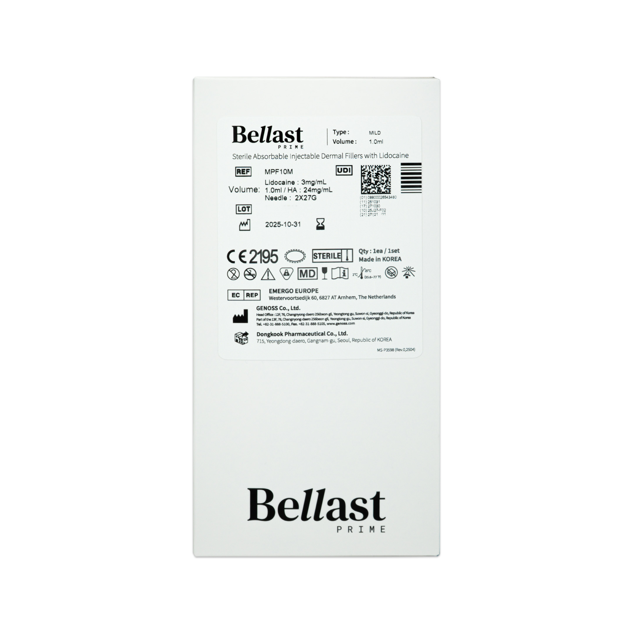 Bellast Prime Mild (1×1ml) Bellast Prime Mild Lidocaine (1x1ML) back