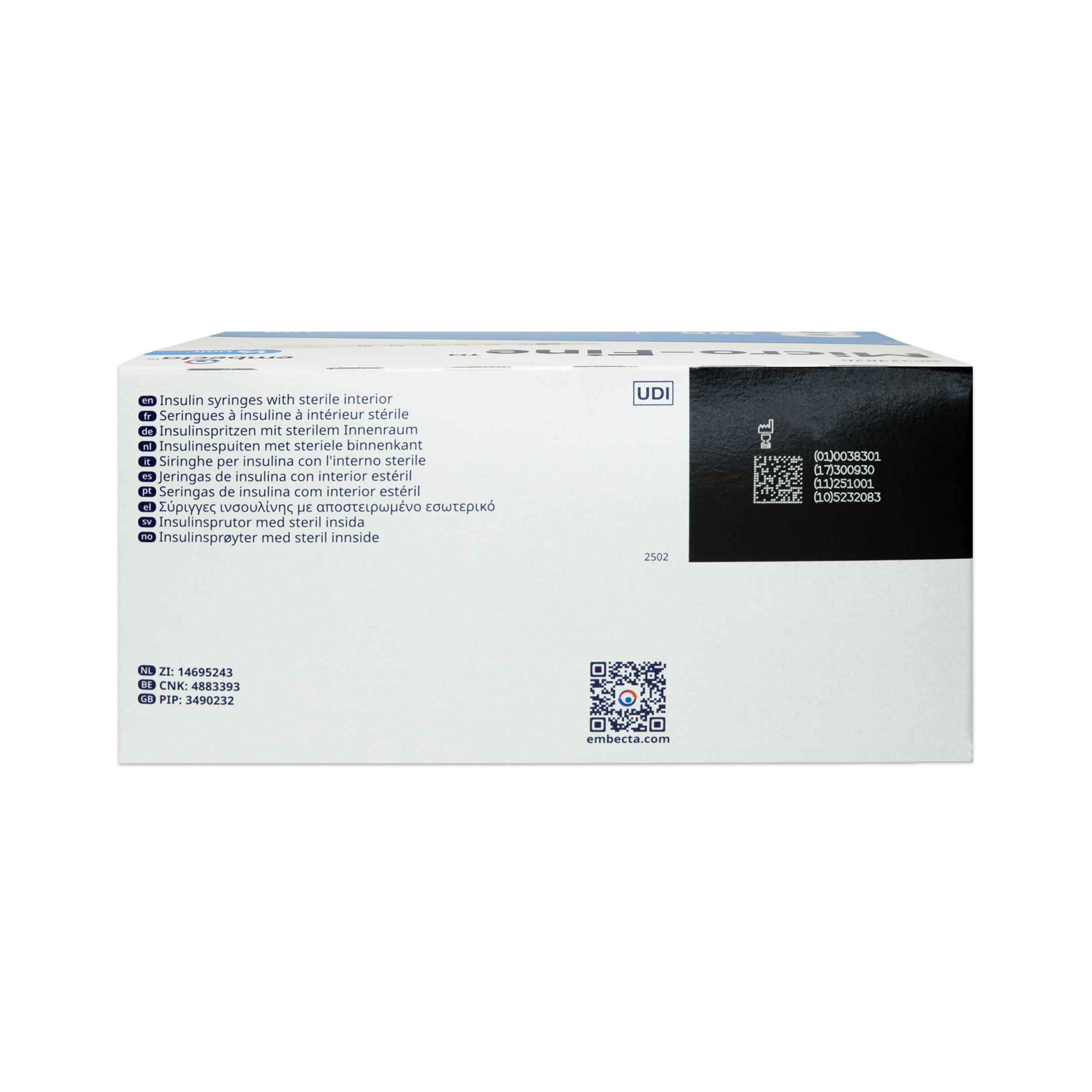 Embecta Micro Fine Insulinspritzen 0,3ml 30G(8mm x Stück 100) back