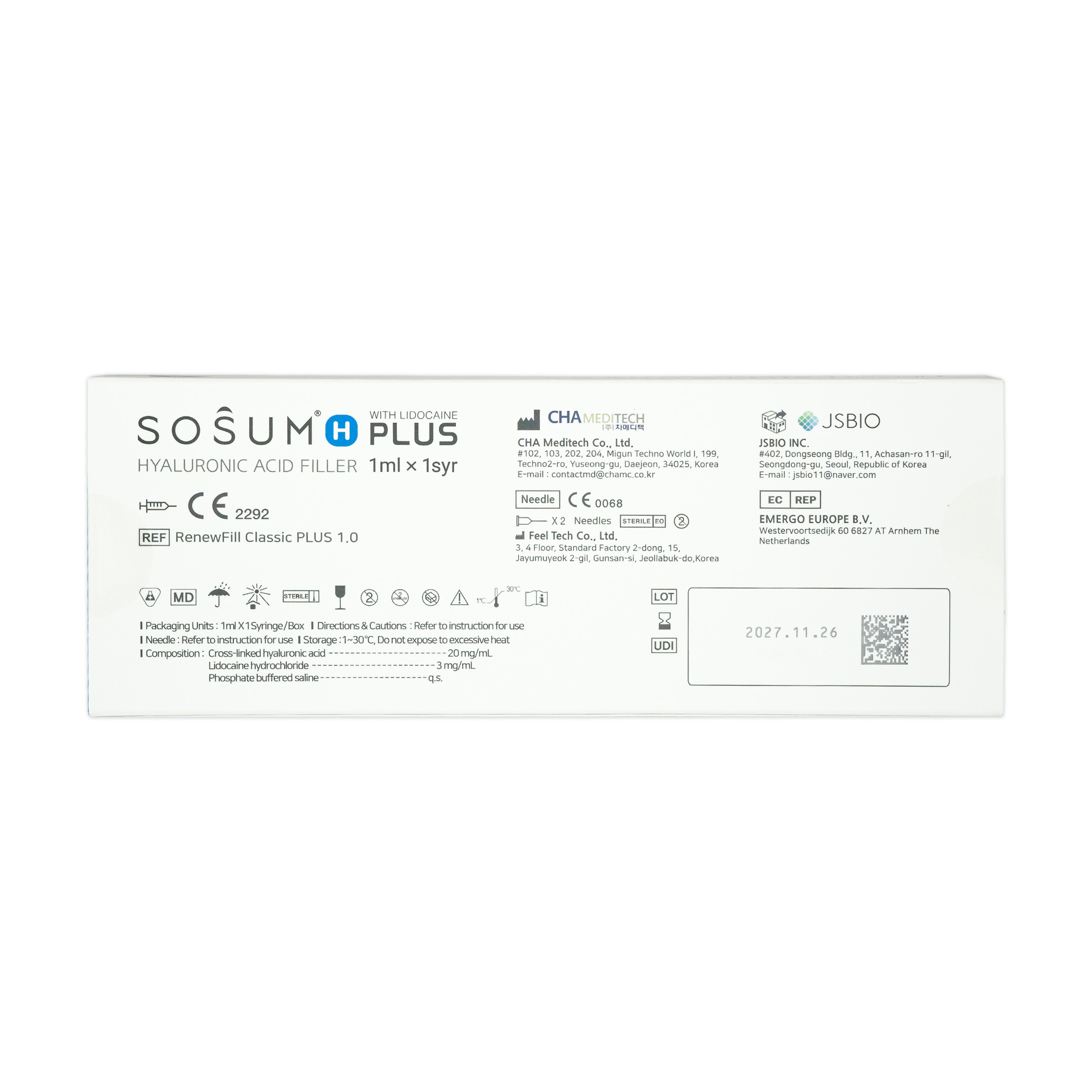 Sosum H Plus (1x1ml) SOSUM H PLUS Lidocaine 1x1ml back